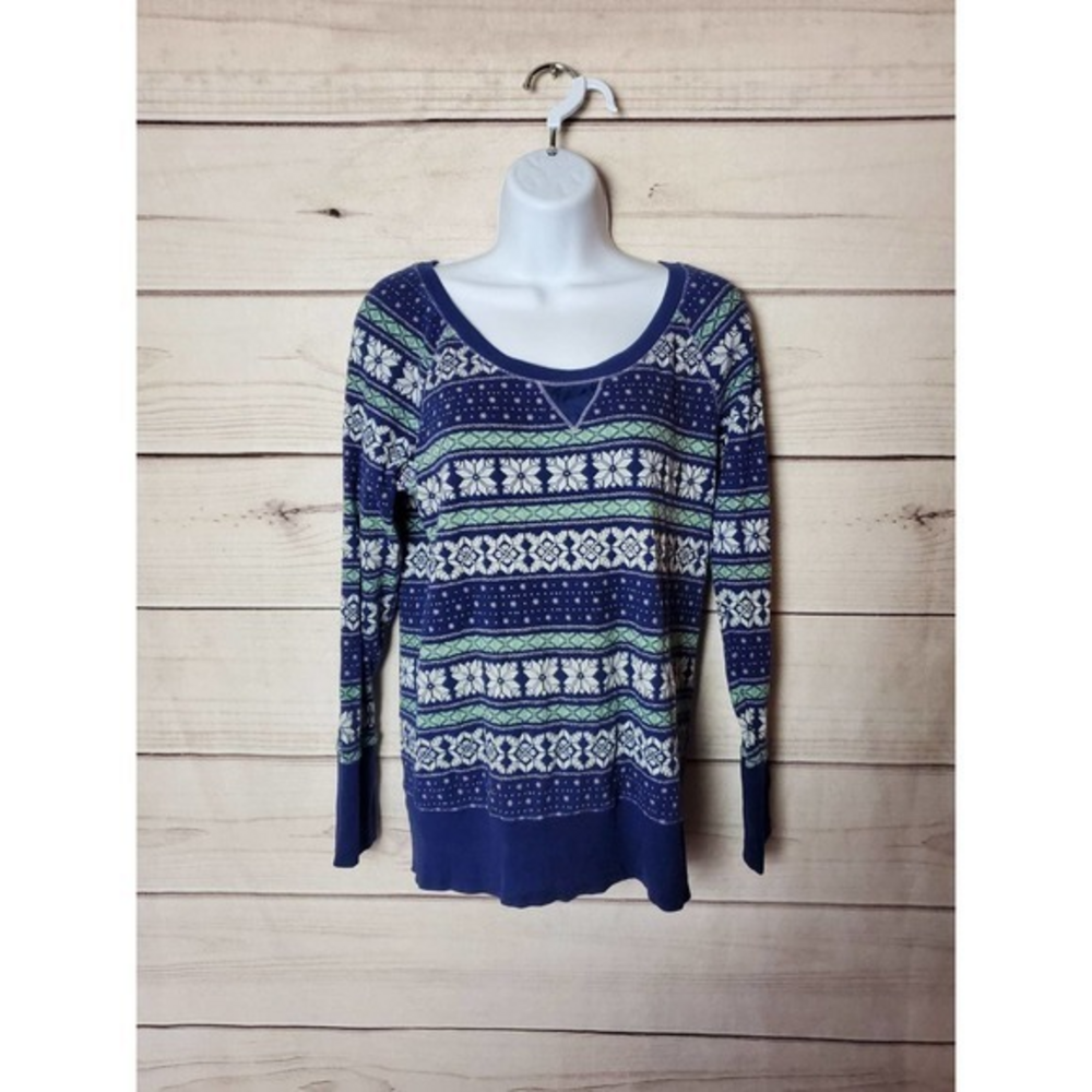 Victorias Secret Blue‎ Snowflake Sleepwear Top Size Medium